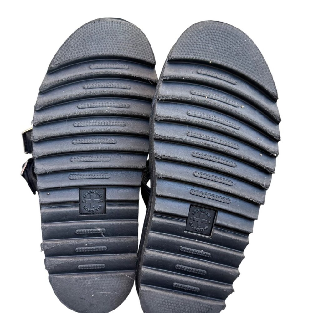 Dr. Martens Blaire Black Leather Slide Sandals Size 7 Triple Strap & Buckles - Picture 10 of 13